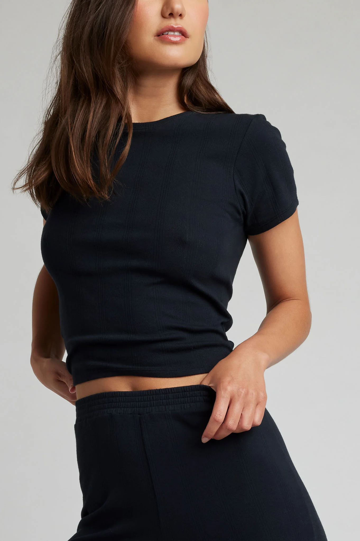Pointelle Baby Tee in Black - Image 3