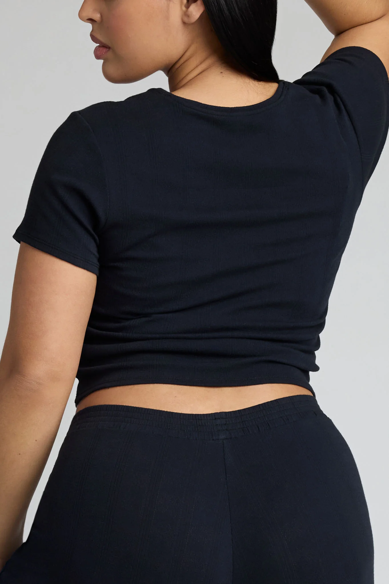 Pointelle Baby Tee in Black - Image 7