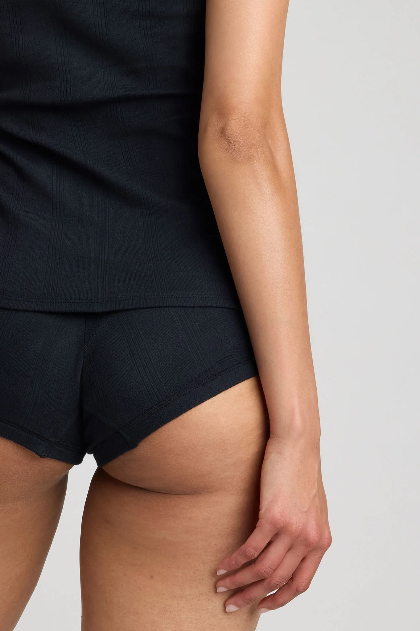 Pointelle Lounge Short in Black - Image 8