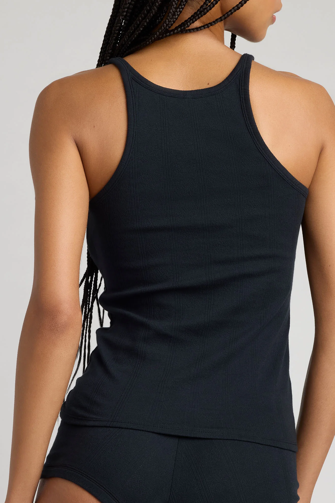 Pointelle Tank in Black - Image 4