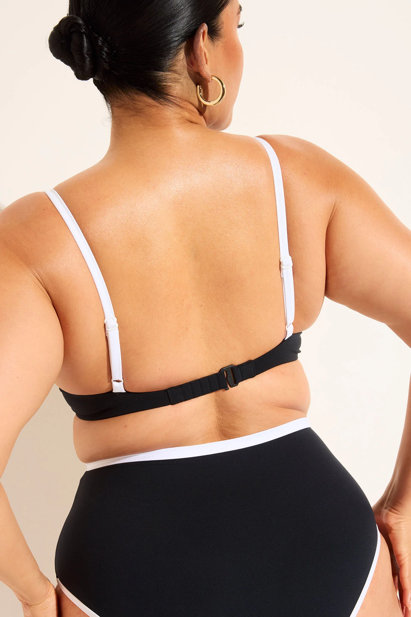Swim Plunge Top in Black + White - Image 5