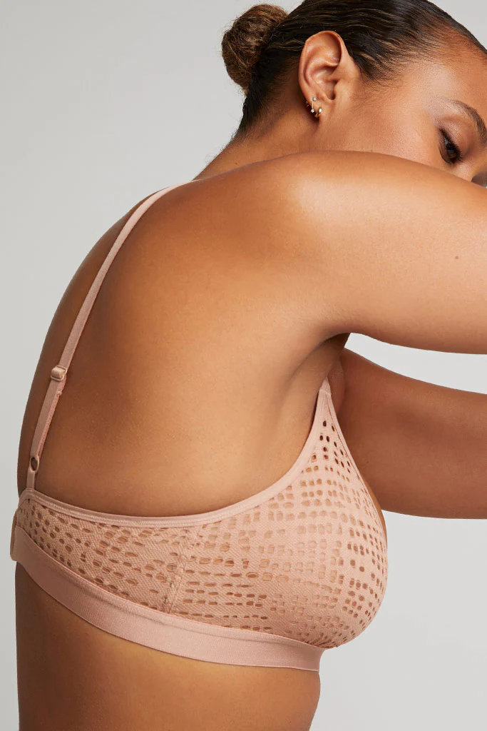 Eyelet Lace Cutout Bra in Buff - Image 4