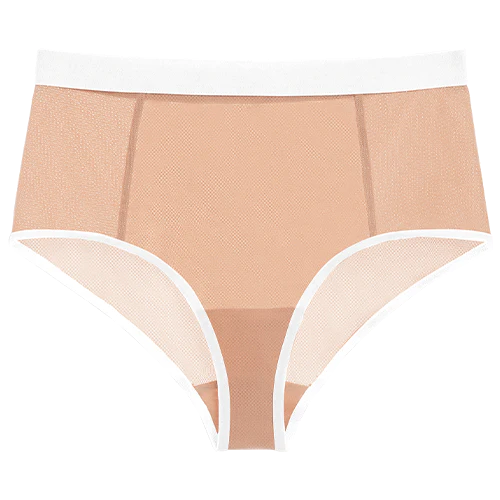 Sieve High-Waist Brief in Buff + White - Image 7