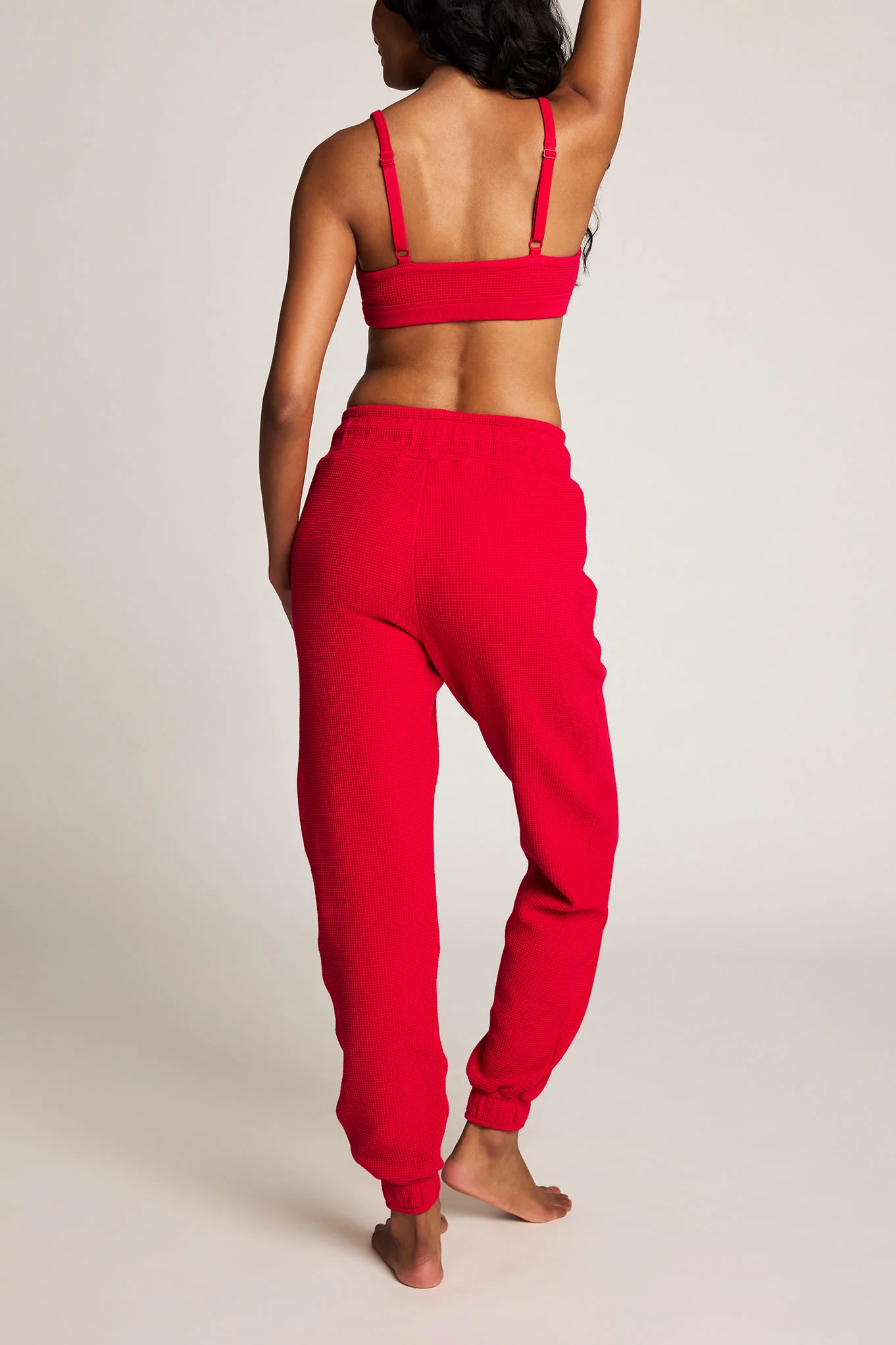 Waffle Knit Jogger in Cerise - Image 4