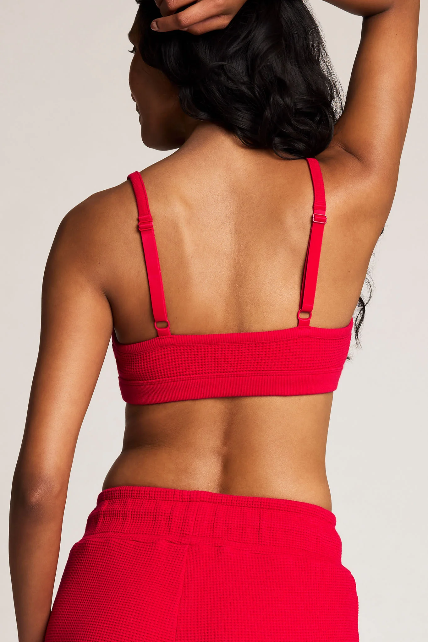 Waffle Knit Lounge Bralette in Cerise - Image 4