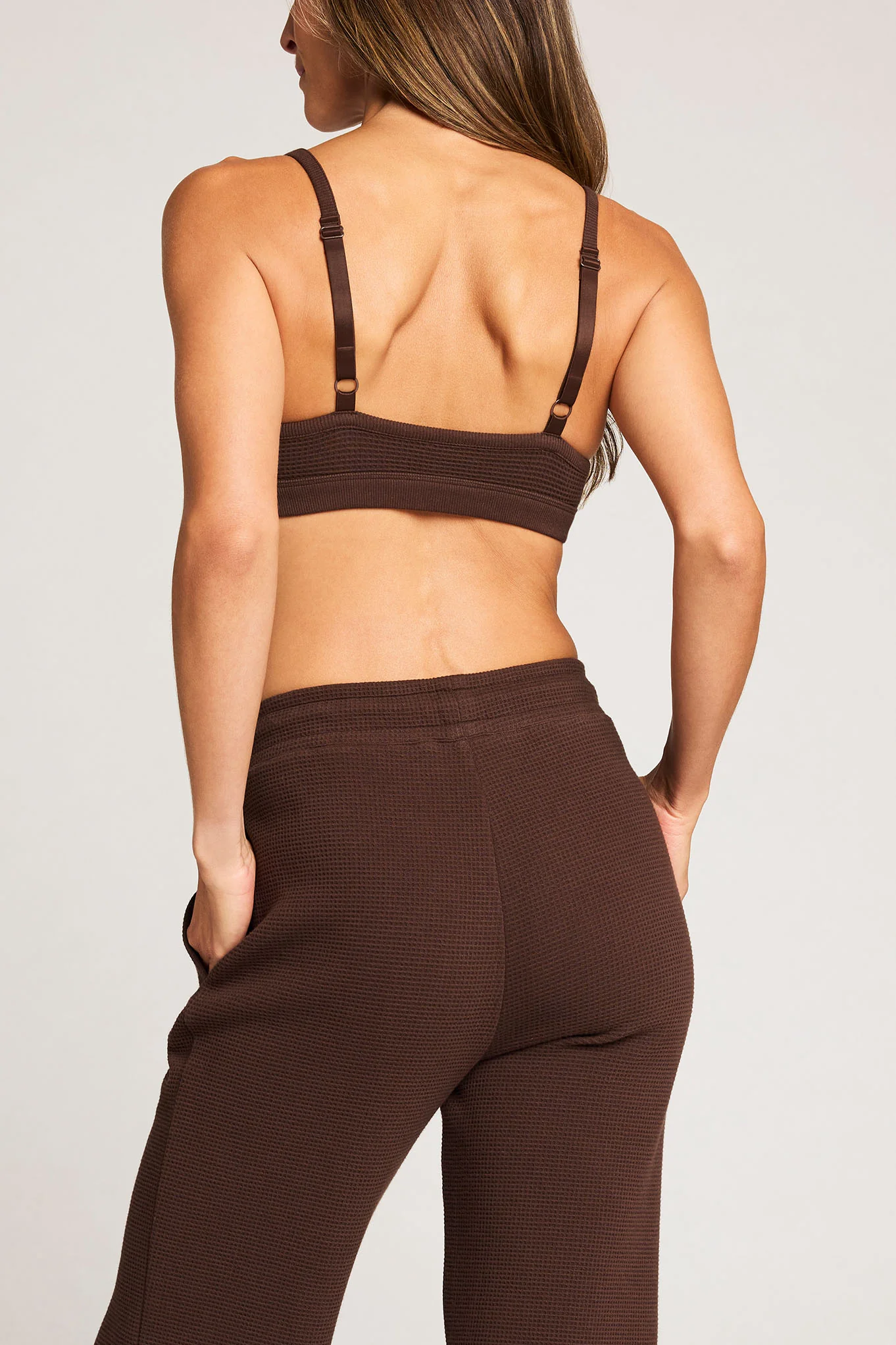 Waffle Knit Lounge Bralette in Espresso - Image 8