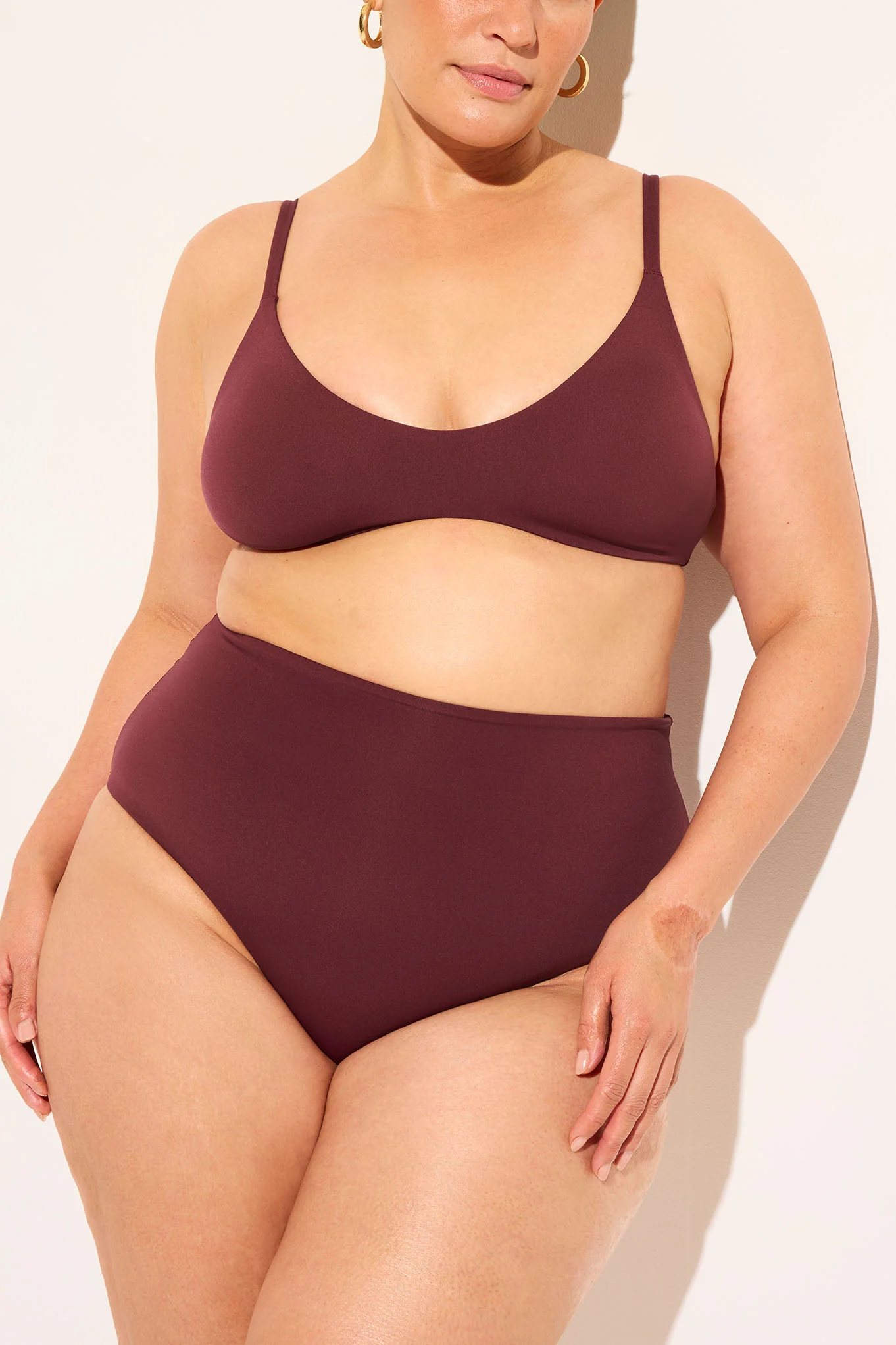 Swim High Waist Bottom in Garnet - Image 5