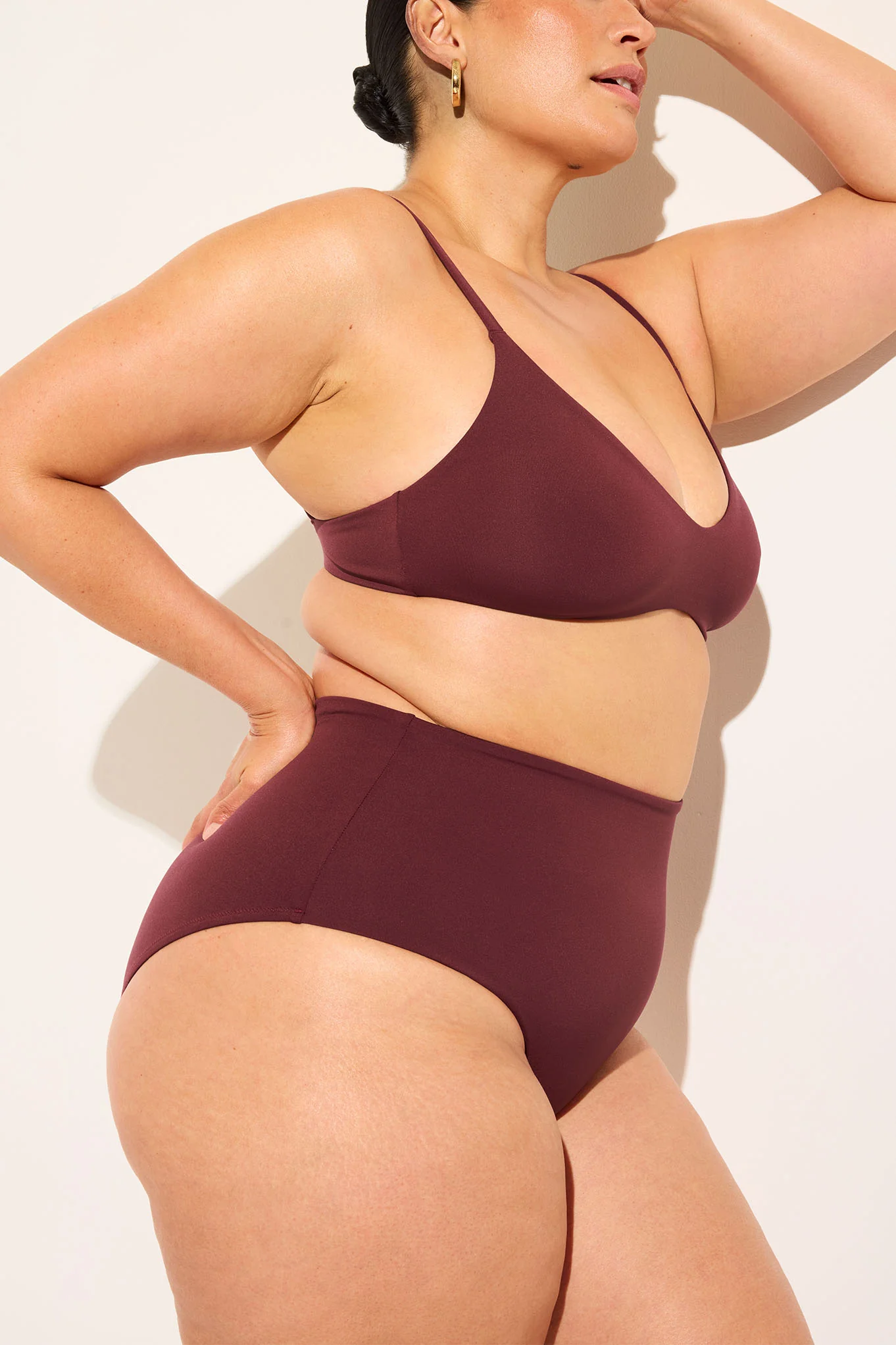 Swim High Waist Bottom in Garnet - Image 6