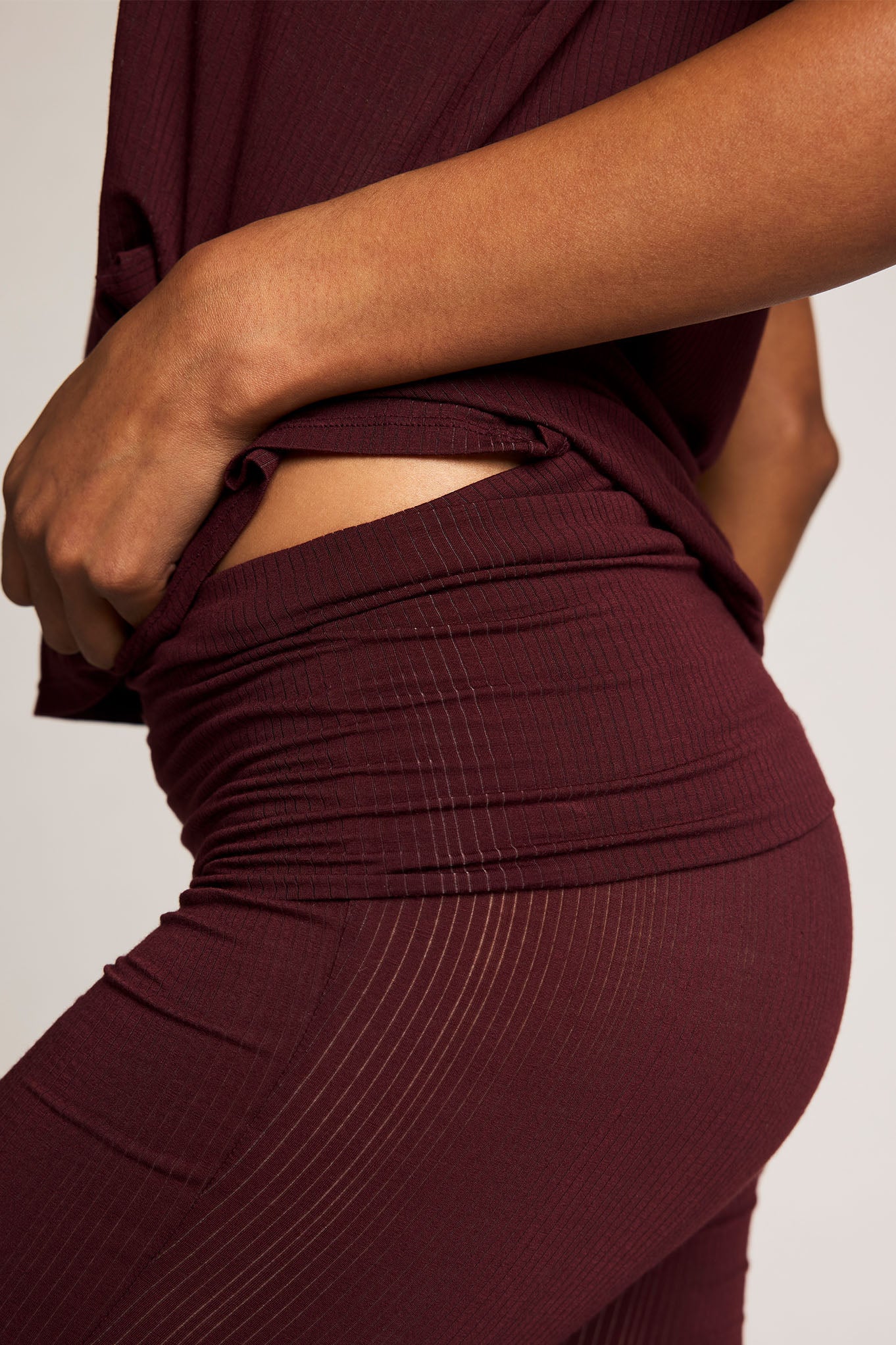 Whipped Roll Down Pant in Garnet - Image 3