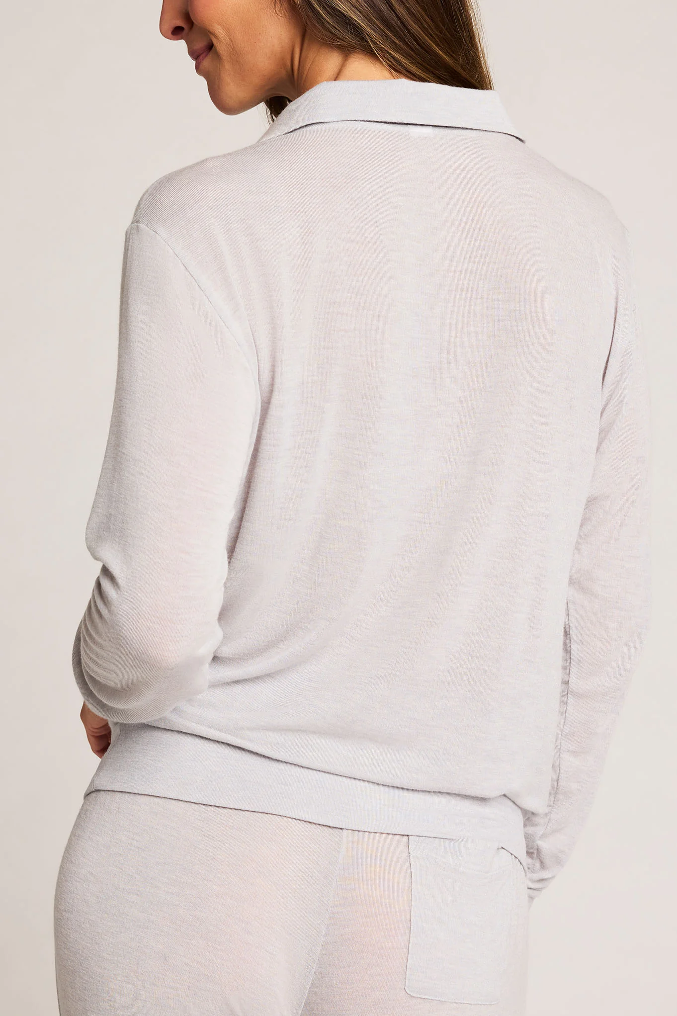 Fino Featherweight Cashmere Polo in Heather Grey - Image 4