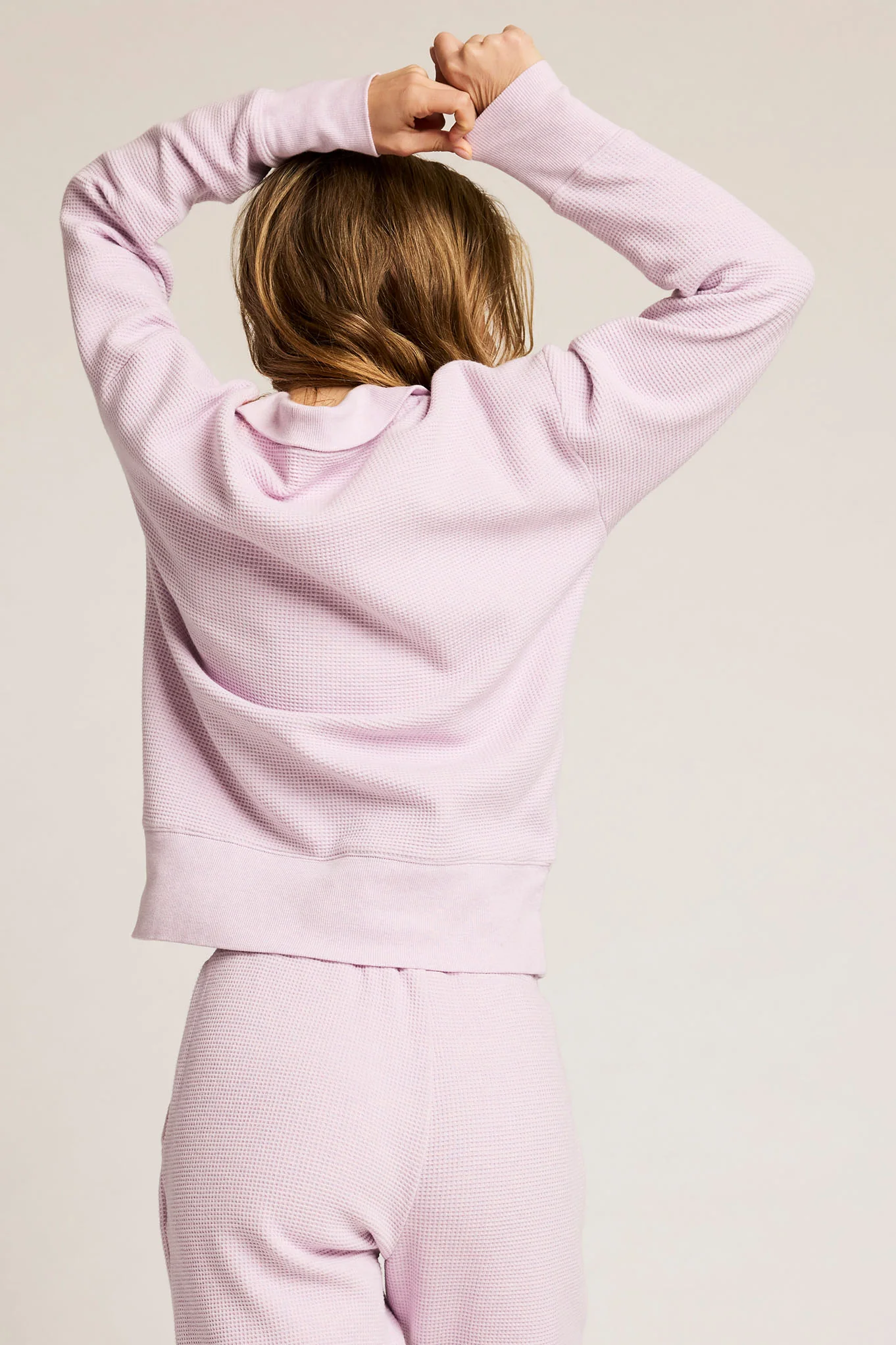 Waffle Knit Pullover in Lilac - Image 3
