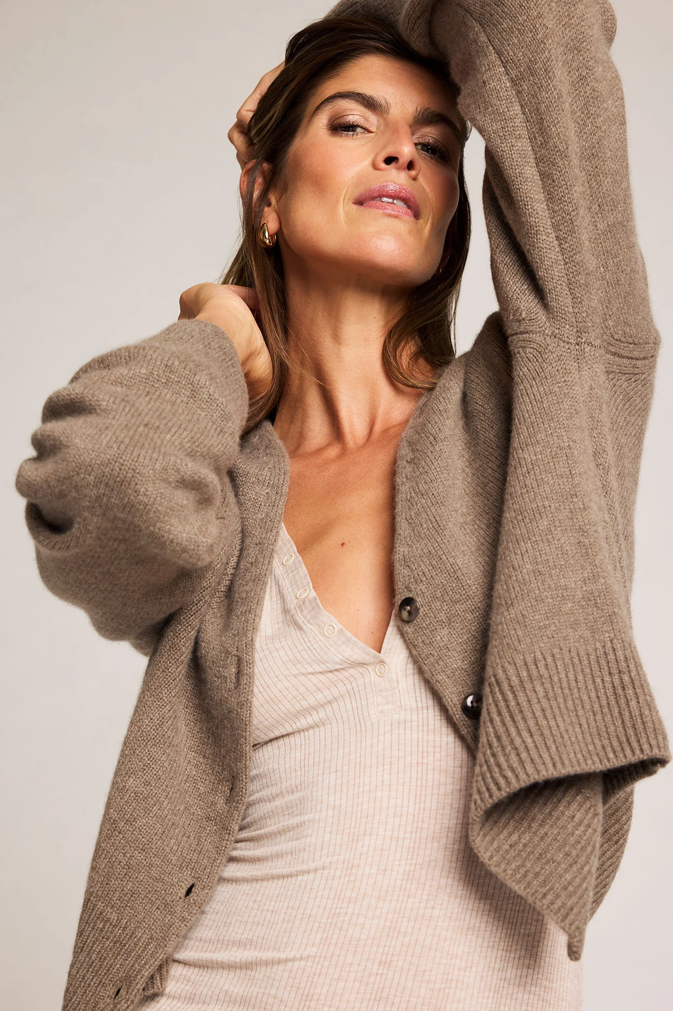 Cashmere Cardi in Mink - Image 5