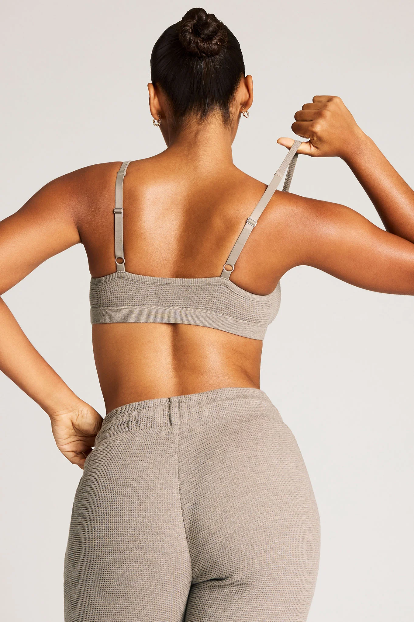 Waffle Knit Lounge Bralette in Mink - Image 3
