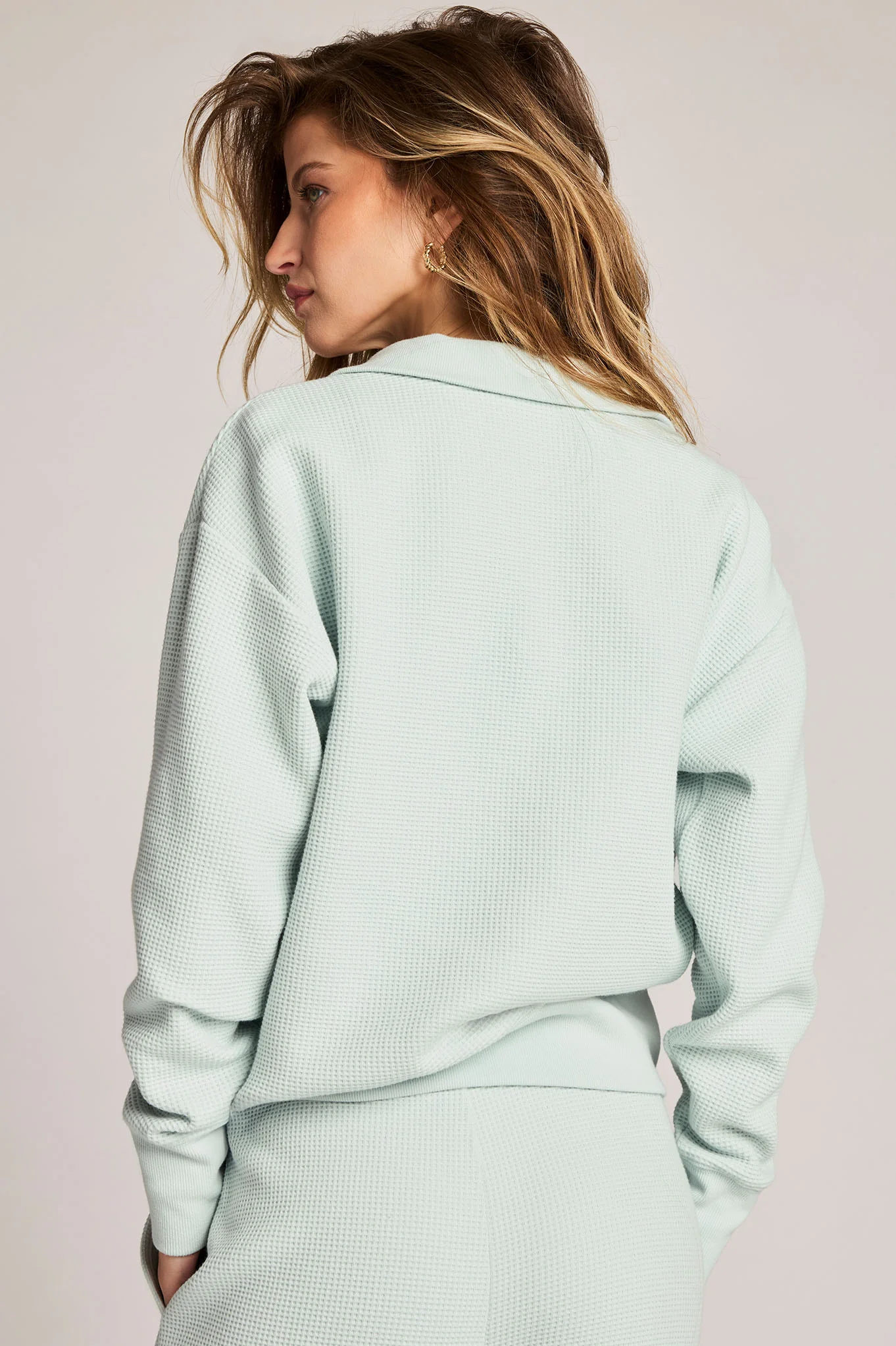 Waffle Knit Pullover in Mist - Image 4