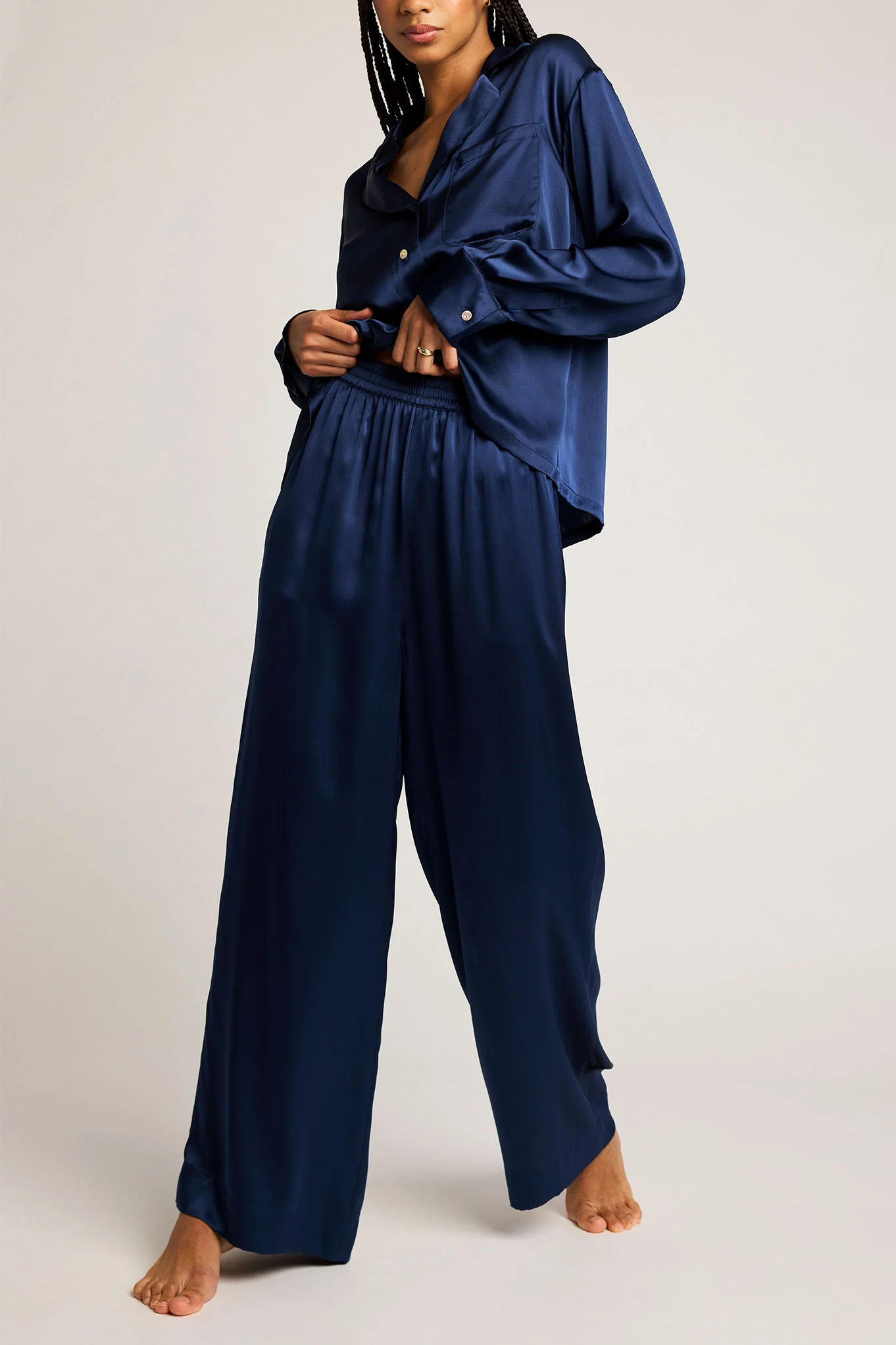 Eclipse Washable Silk Shirt in Navy - Image 5