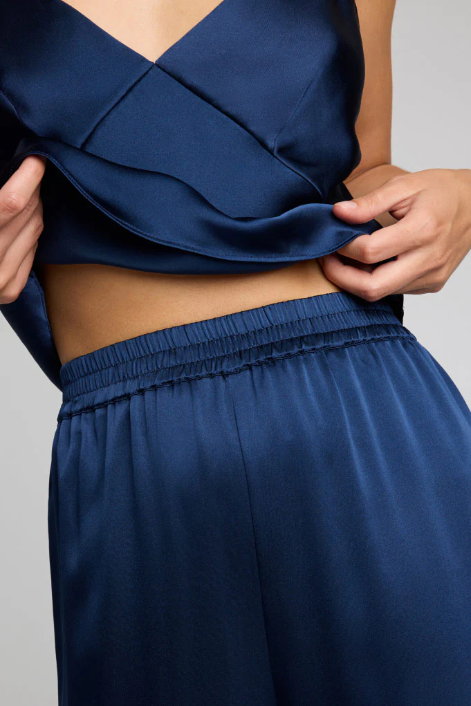 Eclipse Washable Silk Track Pant in Navy - Image 2