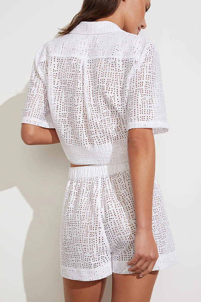 Eyelet Lace Island Boxer in White - Image 4