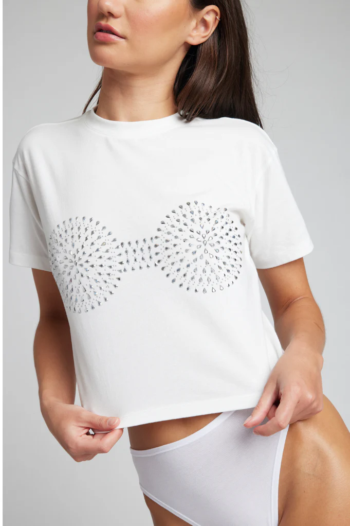 Uniform Baby Tee in White: Bling Edition - Image 3